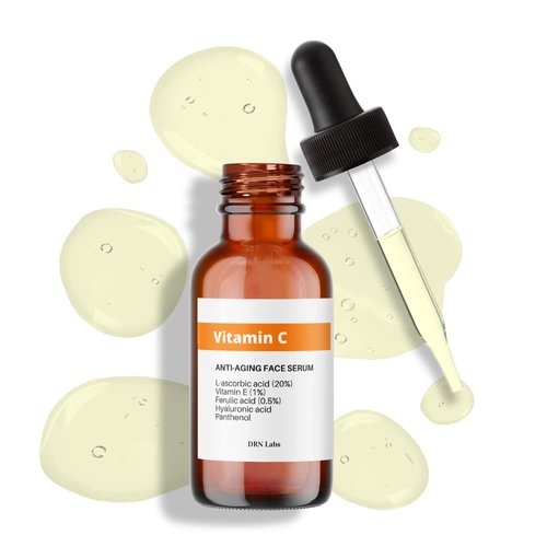 Vitamin C Serum with Vitamin E and Hyaluronic Acid with 20% L-Ascorbic Acid - Great for Hydration, Anti-Aging, Brightening and Reducing Appearnace of Wrinkles by DRN Labs. 1 Fl Oz