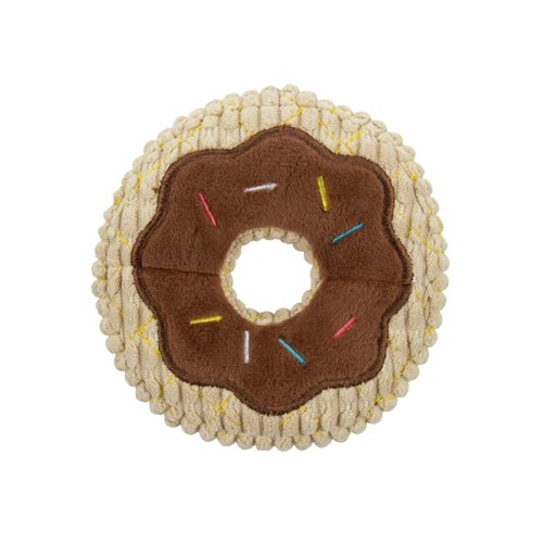 TrustyPup Tough 'N Fun Donut Squeaky Plush Dog Toy, Chew Guard Technology - Tan, Small (71148)