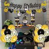 Gym Birthday Party Decorations Black and Gold Fitness Themed Party Decorations for Men, Weight Lifting Theme Party Supplies with Fitness Cake Topper Glitter Gym Happy Birthday Banner