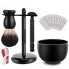 Amazing Safety Razor Shave Kit - Mysterious Black Men's Shaving & Grooming Sets - Butterfly Open Safety Razor,Friendly Brush,Great Shaving Stand,Shaving Soap Bowl, Super Stainless Blades