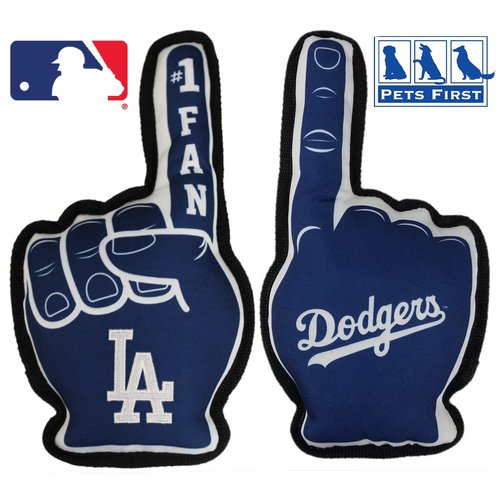 MLB Los Angeles Dodgers #1 FAN TOY. Best SPORTS Dog Toy with Double stitched trim and Tough Nylon material filled with Chewable Polyfil and INNER SQUEAKER