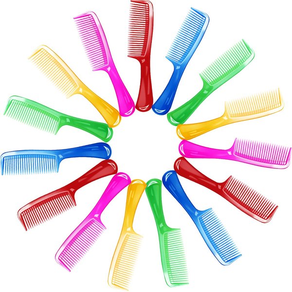 15pcs Comb with Handle Colorful Styling Handle Comb Set Plastic Round Long Handle Comb Fine Dressing Unbreakable Detangling Hair Comb for Women,8 Inch