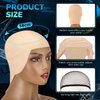 Wavwavw 6 Pcs Bald Caps Makeup Latex Bald Head Wig Cap Bald Hat Cosplay Makeup Costume Accessories for Women Men, Beige and Black