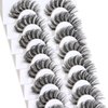 Veleasha Lashes Russian Strip Lashes Eyelashes with Clear Band Looks Like Eyelash Extensions D Curl Lash Strips 10 Pairs Pack (DT01)