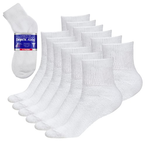 Diabetic Socks Womens Cotton 6-Pack Ankle White By DEBRA WEITZNER ankle/white womens 9-11
