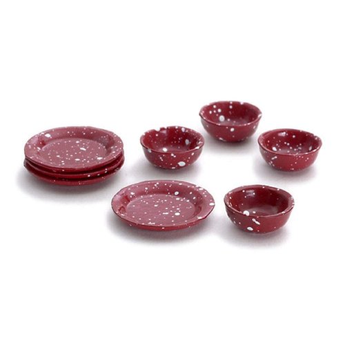 Dollhouse Miniature 1:12 Scale 8 Pc Redware Dish SET #Im65305