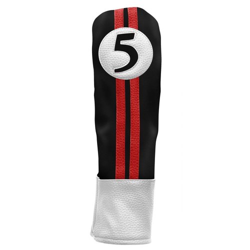 SAHARA Vintage Style Golf Club Headcovers for 460cc Drivers, Fairways, Hybrids | Multiple Colors, Form Fitting Design (#5 Fairway Wood Headcover, Black/Red/White)