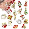 15Pcs Christmas Nail Charms for Nails Art Bling Xmas Trees Nail Rhinestones Luxury Metal Gift Bell Apple Nail Art Charms Design 3D Alloy Nail Jewelry Silver Green Red Nail Gems for Women Winter DIY