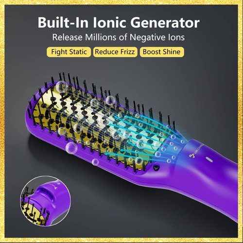 LURA Ionic Blow Dryer Brush for Black Women:24k Gold Hair Dryer Brush Blow Dryer Brush in One,Blow Dryer with Comb for Black Natural Hair,Hair Brush Blow Dryer