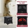 LUOZZY 1:12 Dollhouse Fireplace with LED Light Miniature Dollhouse Furniture Accessories, Black