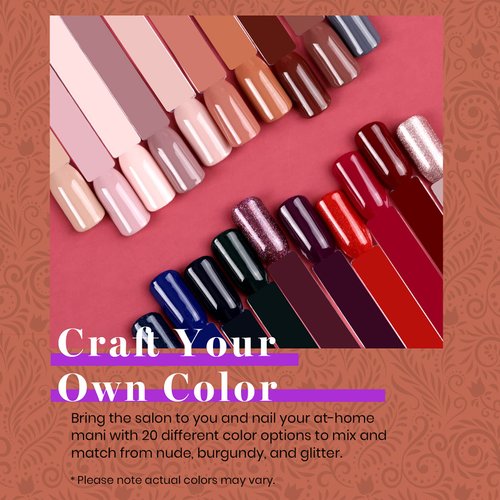 Beetles 23 Pcs Gel Nail Polish Kit - Manhattan Collection Nude Glitter Burgundy Red Brown Champagne Gold Fall Gel Polish Soak Off UV Glossy & Matte Top Base Coat Gifts for Women All Season