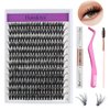 HAMJOYS DIY Eyelash Extension Kit Individual Lashes Cluster D Curl, 14-18mm Mix Lash Clusters with Lash Bond and Seal and Lash Applicator Tool for Self Application at Home (50D-0.07D-14-18MIX KIT)