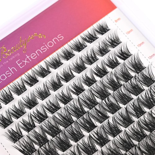 Wleec Beauty Wispy Lash Clusters for DIY Lash Extensions, 120PCS Individual Lashes D Curl Cluster Eyelash Extensions (LC10, Mix 8-16mm)