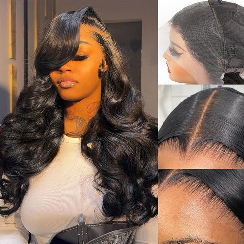 MSGEM Full Frontal Wigs Human Hair 13x4 HD Body Wave Lace Front Wigs Human Hair for Black Women 12A Brazilian Wigs 180 Density Pre Plucked Bleached Knots Lace Front Wig Natural Color 20 Inch