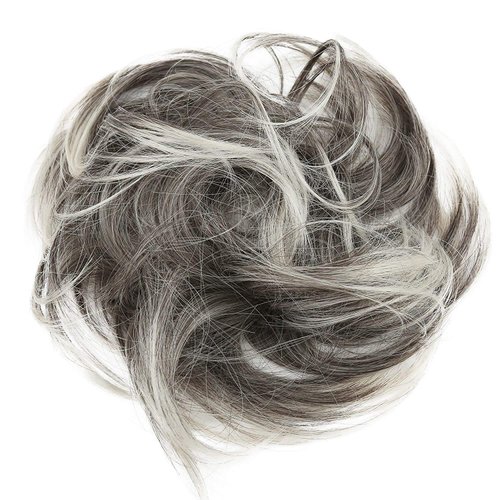 CAISHA by PRETTYSHOP Synthetic Fiber Hairpiece Scrunchie Scrunchy Updo Slightly Wavy Gray Blond Mix G21B