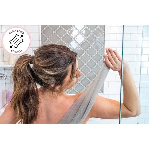 S&T INC. Exfoliating Body Scrubber, Back Scrubber for Shower and Exfoliating Cloth, 11.8 Inch x 35.4 Inch, Grey, 3 Pack