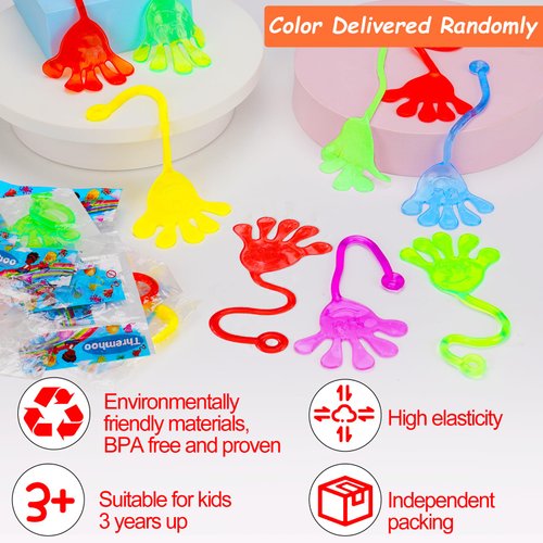 24 PCS Sticky Hands for Kids Party Favors Treat Gift Egg Filler Goodie Bag Stuffer Treasure Box Toy Classroom Carnival Prizes Student Mini Bulk Pinata Slap Hand Sensory Fidget Stretchy Toy Halloween