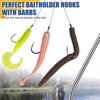 AGOOL Baitholder Fishing Hooks, 50/150pcs Bait Holder Hooks Barbed Shank Beak Long Shank Hooks Offset Shank with 2 Barbs J Hooks Snelled Hooks Bait Keep Hooks for Saltwater Freshwater Fishing