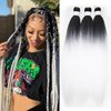 Zifeiya Black and White Braiding Hair Pre Stretched Ombre 24inch 3pcs Knotless Braiding Hair Extensions for Braids Ombre Pre Stretched Braiding Hair (1bwhite)
