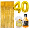 40th Birthday Decorations for Men, 40 Birthday Decorations with 40 Inch Gold 40 Number Balloons, Cheers to 40 Years Banner,Fringe Curtains and Cups Foil Balloons