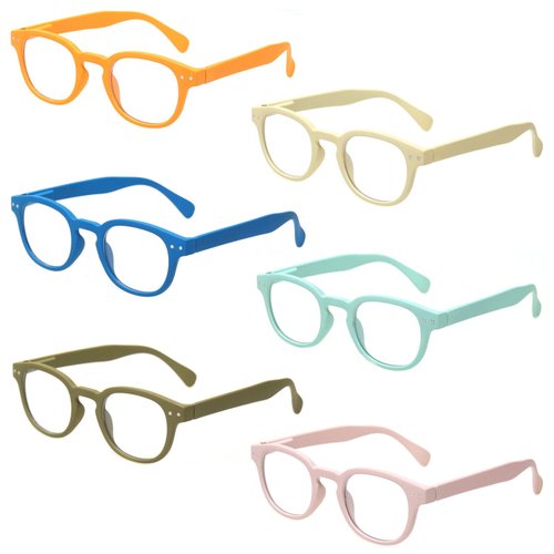 Kerecsen Reading Glasses 6 Pack Great Value Quality Readers Spring Hinge Color Glasses (6 Pairs MIx Color, 4.00)