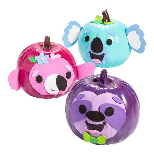 Fun Express Cute Animal Pumpkin Decorating Craft Kit - Makes 12