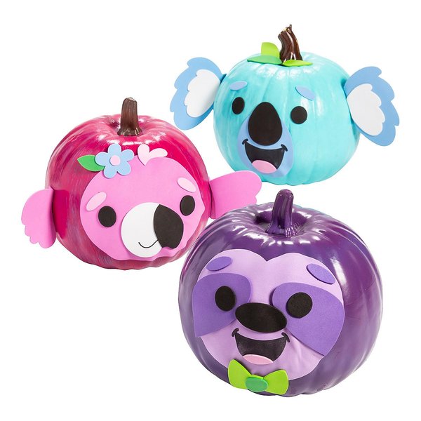 Fun Express Cute Animal Pumpkin Decorating Craft Kit - Makes 12
