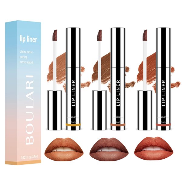 Boulari Lip Stain Long Lasting Lip Liner to Define Your Lips Waterproof Boulari Lip Stain Peel Achieve a Perfectly Makeup for Girls (True Nude+Neutral Mauve+Rose Pink, S)