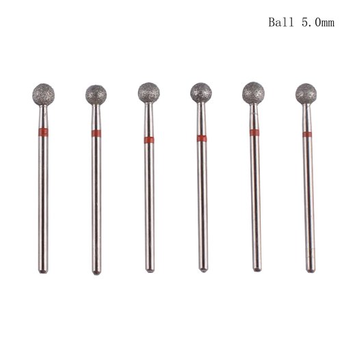 MZCMSL 6pcs Pro Diamond Ball Bits,Cuticle Drill Bit Set for Russian Manicure,3/32 Shank efile Bit (φ5.0mm)