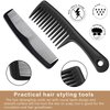 Patelai 3 Pieces Wide-Tooth Comb Detangling Shower Comb Set, Carbon Fiber Pick Barber Brush Tool for Beard, Long, Thick, Curly Afro Hair