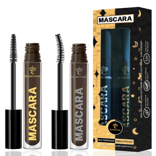 7C SEVENCROWN Brown Mascara Curling & Length Waterproof Set | Holiday Gift for Beauty Lovers | Vegan & Cruelty-Free