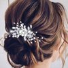 Latious Pearl Bride Wedding Hair Comb Silver Crystal Bridal Hair Piece Prom Hair Accessories for Women and Girls