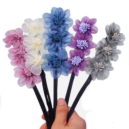 Snadulor 4PCS Flower Hair Bun Maker,Flowers Deft Bun,Deft Bun Hair,Twist Bun Hair Accessories for Girls and Women,Random Color