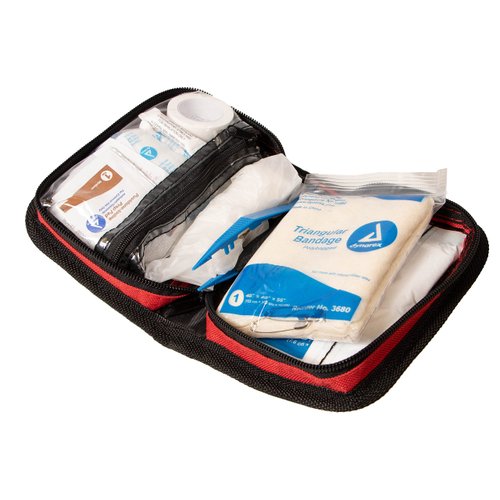 Primacare KB-7411 45 Piece Personal First Aid Kit, 6"x4"x1", with Emergency Medical Supplies, Pocket Size Essential Travel Bag, Med Kits, Red