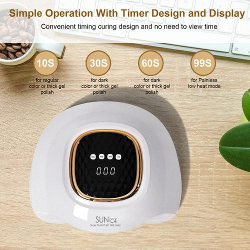 MIRAGE LAYON UV Nail Lamp - Fast Drying, Powerful & Efficient LED Nail Lamp with 4 Timing Settings & Infrared Automatic Sensor Professional UV Light for Home Salon Nail Art Tools