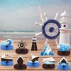 12Pcs Nautical Party Supplies Cruise Ship Birthday Honeycomb Centerpieces for Ocean Party Decorations Ship Theme Table Honeycomb for Ocean Cruise Liner Nautical Theme Birthday Baby Shower Party Favors