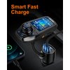 Upgraded Bluetooth FM Transmitter for Car, Wireless Radio Adapter Kit W 1.8" Color Display Hands-Free Call AUX in/Out SD/TF Card USB Fast Charge 18W for All Smartphones Audio Players - Black