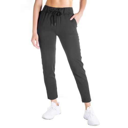 Yogipace Women's 7/8 On The Fly Pants Drawstring Casual Lounge Joggers Travel Sweatpants,Graphite Grey,27",Size M