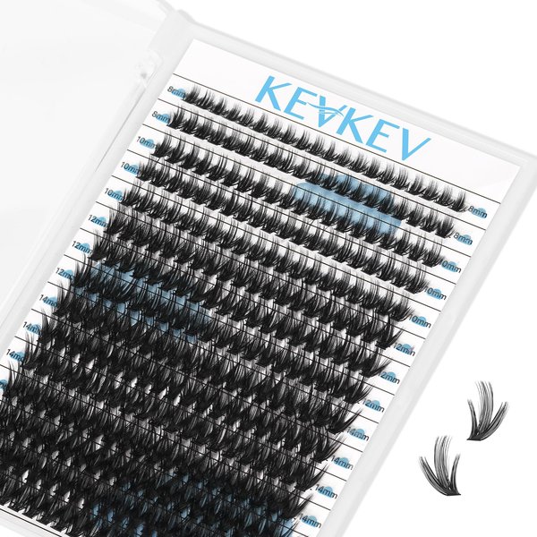 KevKev Lash Clusters 300Pcs Individual Lashes Manga Lashes 50D Eyelash Clusters Eyelash Extensions Cluster Lashes Thin Band & Soft (Manga 50D, D-8-16mix)