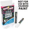 CHALKY CROWN Liquid Chalk Marker Pen - White Drawing Chalk - Chalkboard Markers for Chalkboard Signs, Windows, Blackboard, Glass - 6mm Reversible Tip (5 Pack) - 24 Chalkboard Labels Included