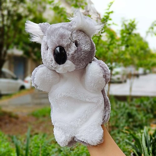 Koala Bear Hand Puppets Plush Animals Toys for Imaginative Pretend Play Storytelling Gifts for Kids Boys Girls Gray