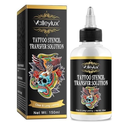 Tattoo Stencil Transfer Gel, Tattoo Stencil Gel for Tattooing, Tattoo Primer Stuff Stencil Transfer Cream Liquid Fresh Tattoo Skin Solution Gel Tattoo Supplies - Clear & Long-Lasting, 5.1 Fl Oz