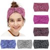 Wecoe 6 Pack Sweat Headbands Workout Headbands for Women Men Unisex Non Slip Wide Elastic Cloth Headbands Athletic Sports Running Headbands Sweat Wicking Bands Gym Headband Hair Accessories (Set 2)