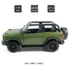 2-Door Convertible Bronco Badlands Model Car 1/36 Scale Diecast Toy Cars Metal Alloy Children’s Vehicles, Pull Back Doors Open, Black Rim, Mens Collection, Kids Toys for Boys Gifts, Cake Topper, green