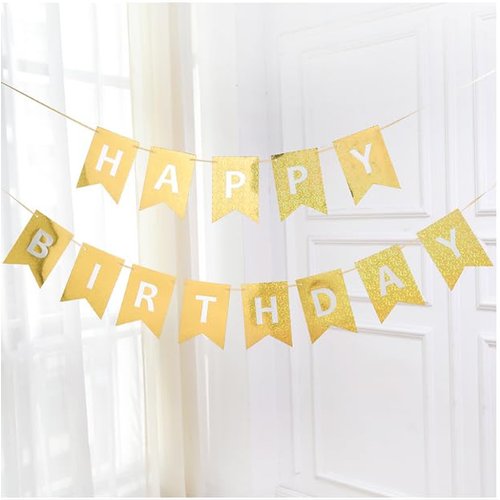 ZHENGYE Gold Happy Birthday Banner Party Decoration Happy Birthday Sign For Man And Women Birthday Party Decorations Supplies
