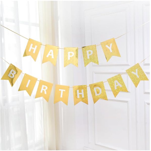 ZHENGYE Gold Happy Birthday Banner Party Decoration Happy Birthday Sign For Man And Women Birthday Party Decorations Supplies