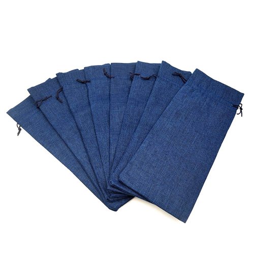 Bezall 10Pcs Burlap Wine Gift Bags with Drawstrings, Reusable Linen Champagne Wine Bottle Covers for Christmas, Wedding, Birthday, Wine Tasting, Housewarming, Travel (Royal Blue)