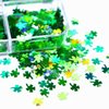 St. Patrick's Day Nail Glitter Sequins Green Clover Nail Sequins Nail Art Supplies 3D Holographic Lucky Shamrocks Glitter Sequins Design for Acrylic Nail Decals for Women's Nail Supplies 6 Grids