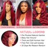 Curly Burgundy Lace Front Wigs Human Hair 13x4 99J Red Curly Lace Front Wig Human Hair 180% Density HD Transparent Frontal Wig Colored Pre Plucked with Baby Hair Glueless Wigs (20 Inch, #99J Curly)