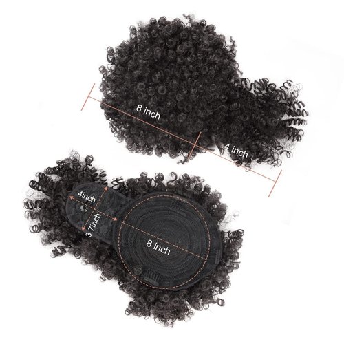 SuyiIRL Gray Afro Puff Drawstring Ponytail with Curly Hair Pieces Clip in Bangs Short Ponytail Hair Extensions drawstring ponytail for Black Women